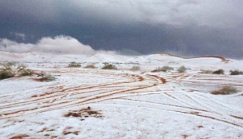 Saudi Arabia Snowfall Turns Desert Sands Powdery White