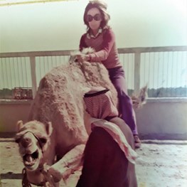 Gladys de Barcza on a 1970s Camel Ride